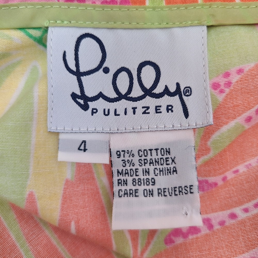 Lilly Pulitzer Vintage Pink Orange Green Tropical Frog Print Wide Leg Pants 4 - Picture 10 of 11